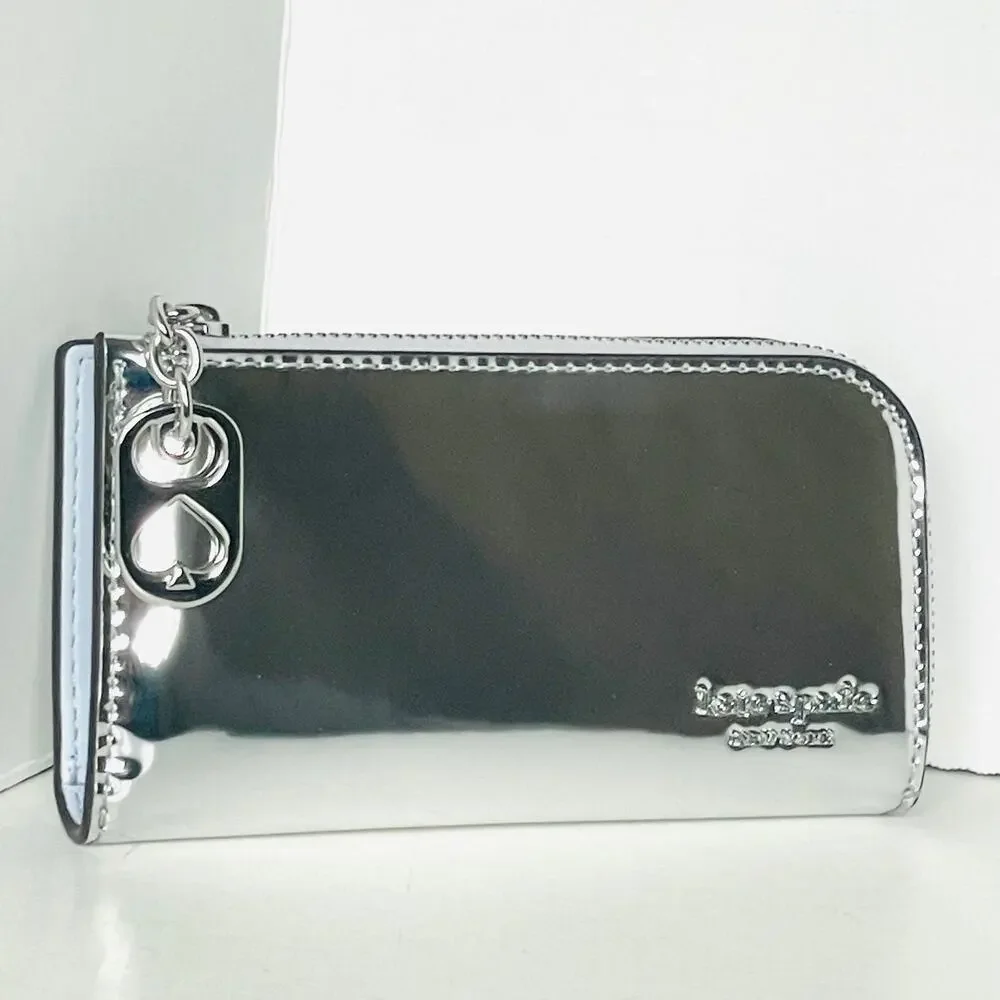 Kate Spade Devin Small Bifold Wallet Silver Patent Leather